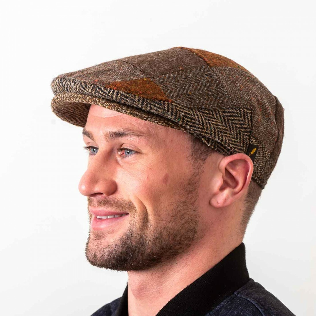 Irish Tweed Patch Cap Irish Hat with Patches from Ireland Brown Tone Patch