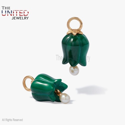 Pendientes colgantes de plata de ley 925 con tulipanes de piedras preciosas p... - Imagen 6 de 7