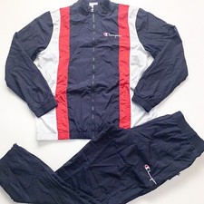 Men  s 100 Authentic Champion 2 P Windbreaker Set Size L Jacket  Pants