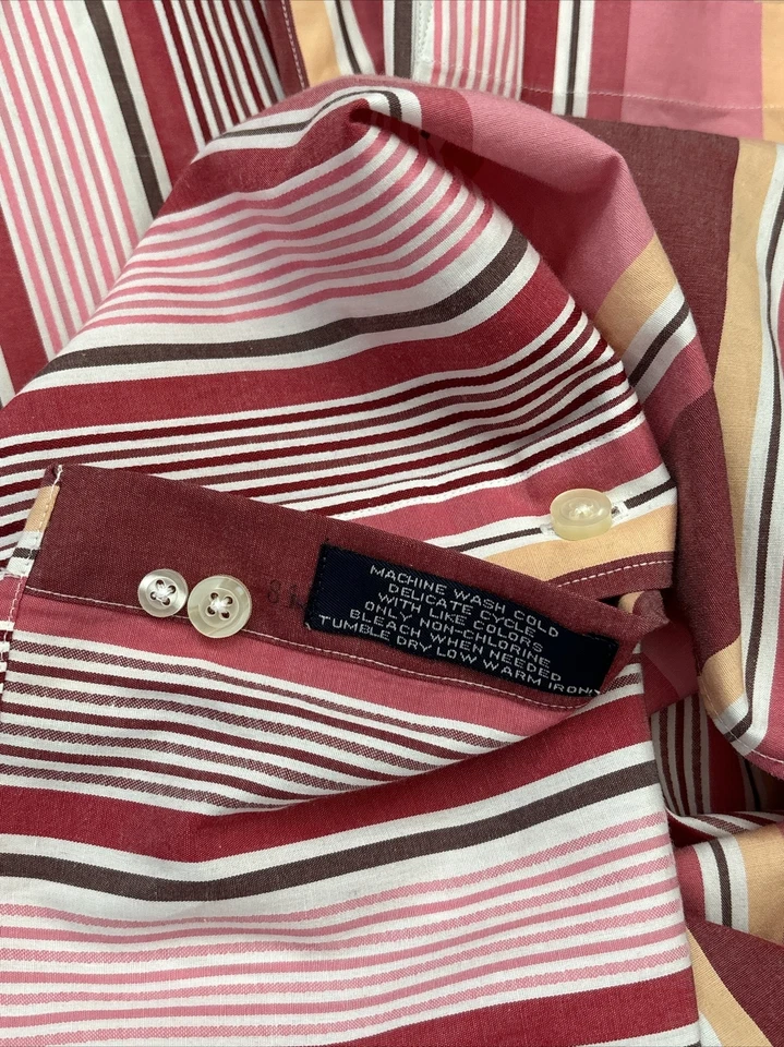 Camisa Grant Thomas Abotonada Para Hombre Grande Multicolor Rayas Manga Larga Foto 4 de 4