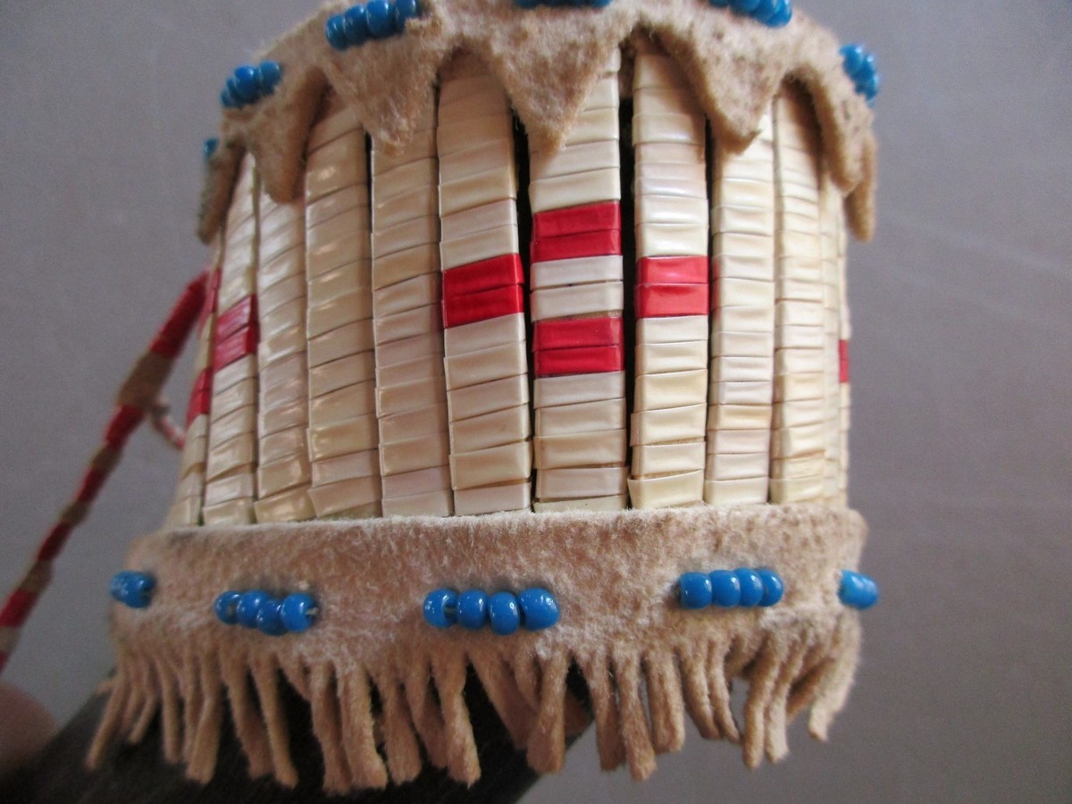 NATIVE AMERICAN QUILLED & BEADED CEREMONIAL BUFFALO HORN CUP  display picture 2