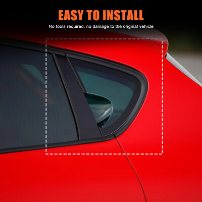 Rear Window Triangular Louver Trim Frame Piano Black ABS For Seat