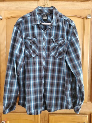 Ocean Current Men's Plaid Long Sleeve Button Up Shirt Sz XL 