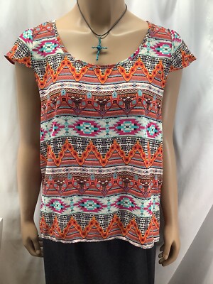 Pink Rose Shirt Womens Medium Multicolor Striped Top MMT231013/MB1