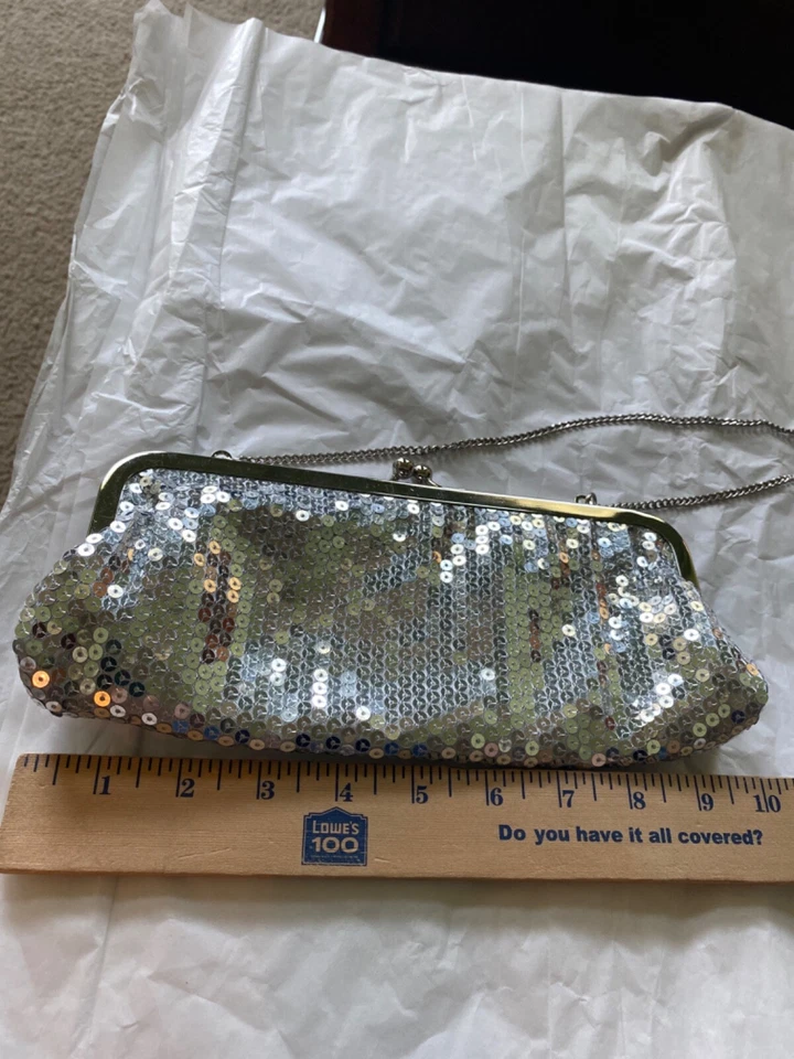 Ann Taylor LOFT женщин серебристый блестками Snap и наплечная цепочка застежки сумочки - Изображение 3 из 4