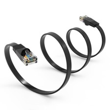 0.5FT Flat Cat6 RJ45 Network LAN Ethernet Patch Cable Slim Copper 32AWG Black