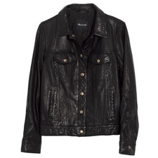 Madewell Washed Leather Trucker Jacket S