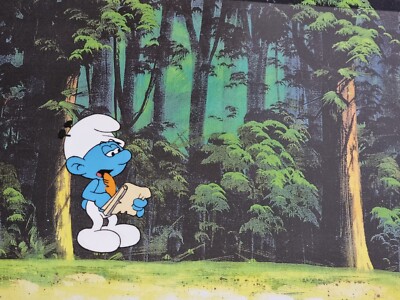 Hanna Barbera Original 1980er Vintage TV SCHLÜMPFE Animation Kunst Produktion Cel #376