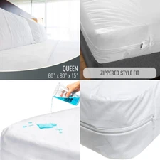 Bed Cover Queen Size Zippered Fitted Sheet Plastic Mattress Protector Waterproof