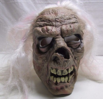 Halloween Mask Skeleton Old Guy Long Hair 2004 Paper Magic Group Scary Costume 