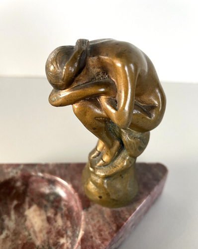 ANTIKE KLEINE BRONZE SKULPTUR G. Trinque FRAUENAKT MARMORSOCKEL JUGENDSTIL 800er - Bild 5 von 12