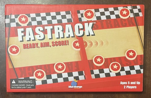 Fastrack Wooden Game Blue Orange Fast Track Race Speed Flick Disk Used ...