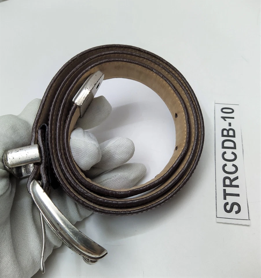 Brighton Brown Leather Belt Snakeskin Emboss Silverstone Buckle - Size 32 - Image 3 of 4