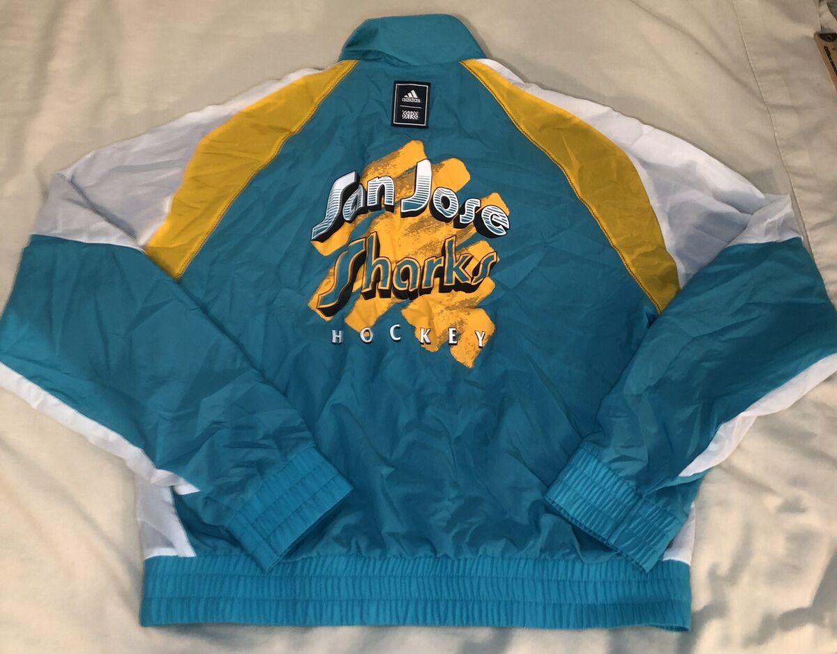 ADIDAS x SAN JOSE SHARKS NHL REVERSE RETRO JACKET MENS SIZE ADIDAS x SAN JOSE SHARKS NHL REVERSE RETRO JACKET MENS SIZE