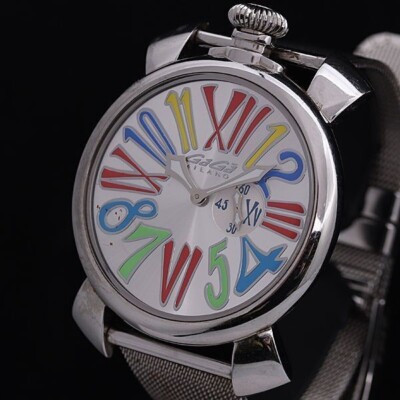 GaGa Milano Manuale 46 Ref. 5080 QZ mehrfarbige Uhr mit kleiner Sekunde W/W13