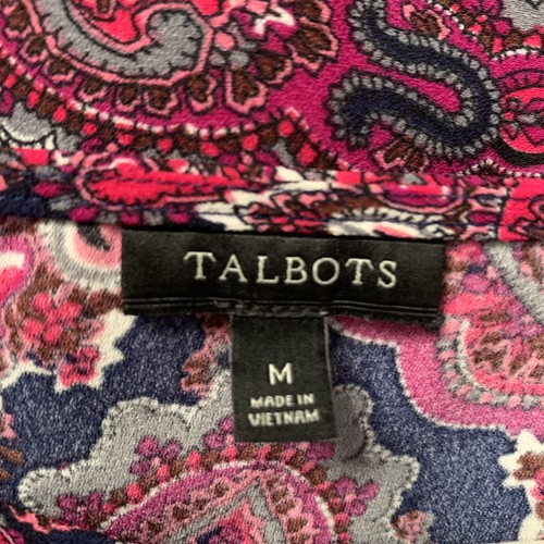 Top Talbots donna blusa media multicolore paisley boho campana maniche svolazzanti - Foto 5 di 7