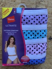 Hanes Ultimate Cotton Comfort Soft Hi-Cut Womens Panties 5 Pairs Size Small 5 