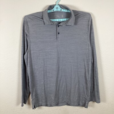 Walter Hagen Mens Polo Shirt Top Sz L Large Golf Long Sleeve Pullover Gray 