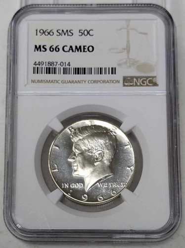1966 SMS Kennedy Half Dollar NGC MS 66 Cameo