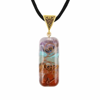 7 Chakra Gemstone Orgone Energy Generator Pendant Copper Coil Orgonite Necklace