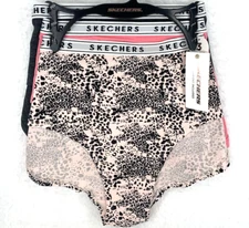 Women's Hipster Panties SZ XL 3-Pk Cotton Blend Leopard Print Skechers Underwear