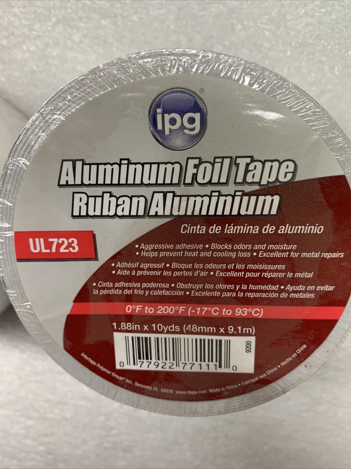 (LOTE DE 5) IPG UL723 Cinta de papel de aluminio plateada 2 W pulgadas x 10 L yd. Foto 3 de 4