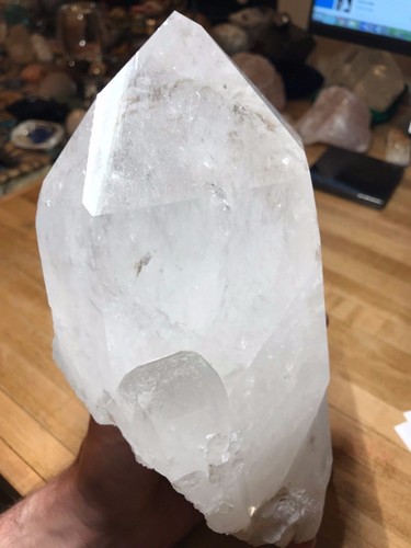 Raro Cristal de Cuarzo Transparente Piedra Preciosa Jumbo Atigrado Guardián de Registros Espécimen Láser 777 - Imagen 9 de 12
