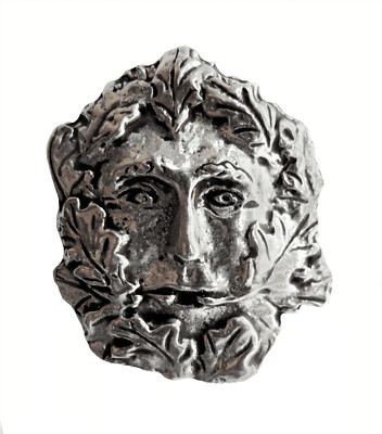 Green Man Pagan Pewter Pin Badge - Hand Made in Cornwall