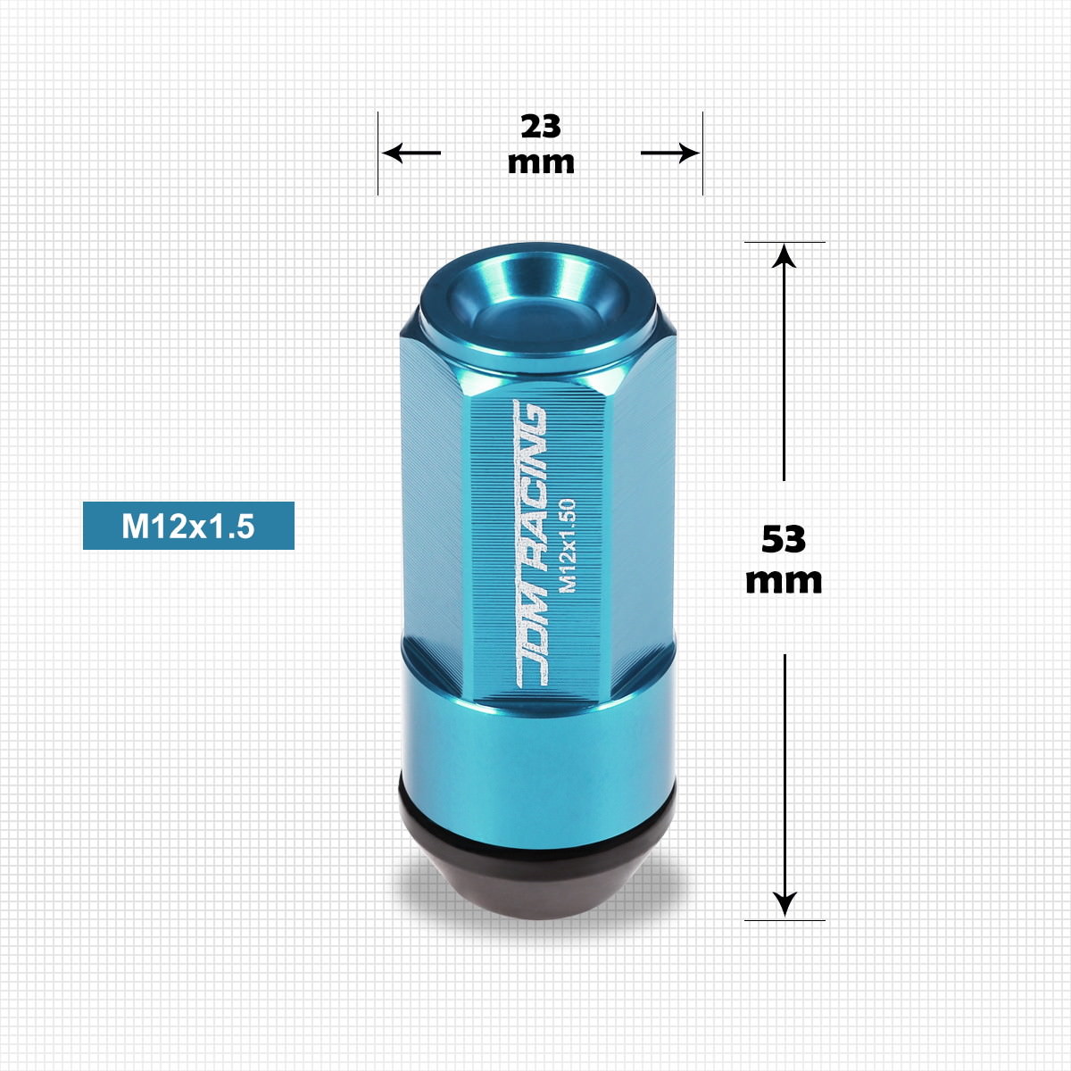 M12X1.5 Sky Blue JDM Cone Seat Hex Wheel Lug Nuts W/Cap+ M12X1.5 Sky Blue JDM Cone Seat Hex Wheel Lug Nuts W/Cap+