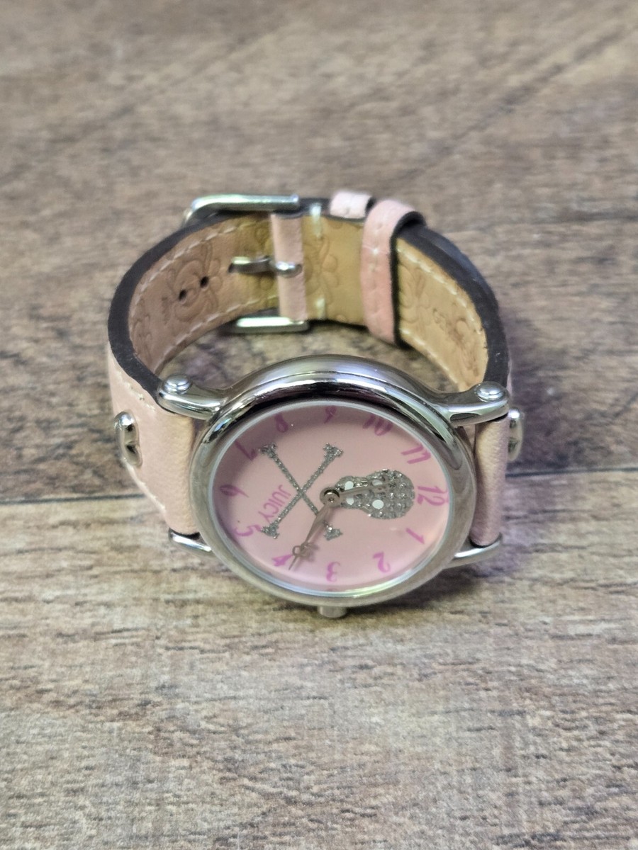 Blush Pink Juicy Couture Kids Skull Wrist Watch with Leather  display picture 3