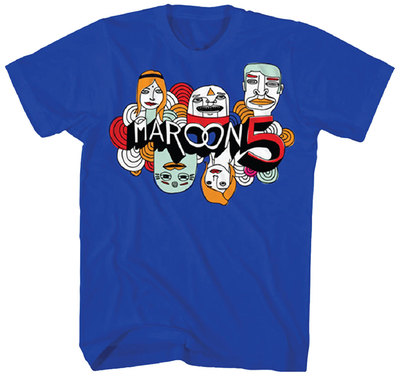 Maroon 5 Cartoon Logo Adult T-Shirt - Officially Licensed American rock/pop roc
