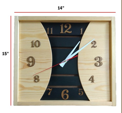 Handmade Wooden Square Wall Clock Large Rustic Vintage New Year Home Decoration - Bild 6 von 6