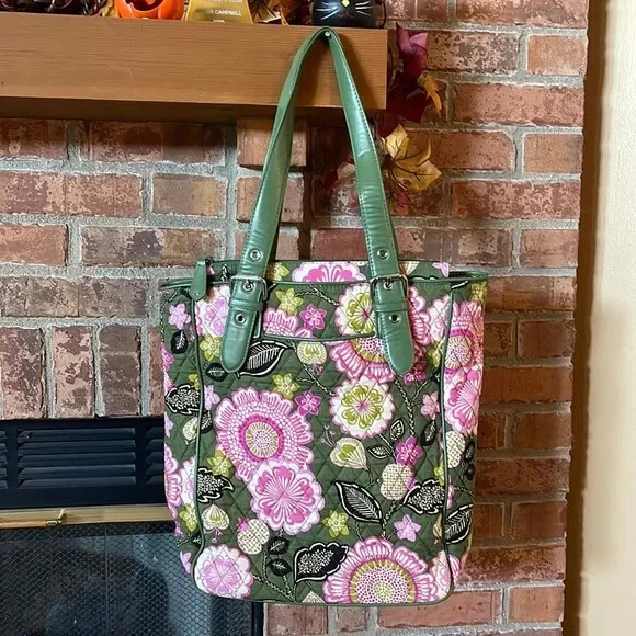 Vera Bradley Limited Edition Olivia Pink Leather Strap Tote Bag