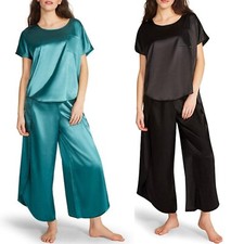 BB Dakota Women's Green or Black Satin 2-Piece Pants  Top Lounge Set NWT