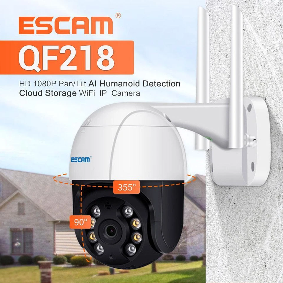 ESCAM 1080P WiFi IP IR Camera AI Humanoid Detection Two Way Audio Pan/Tilt Cloud - Image 3 of 4