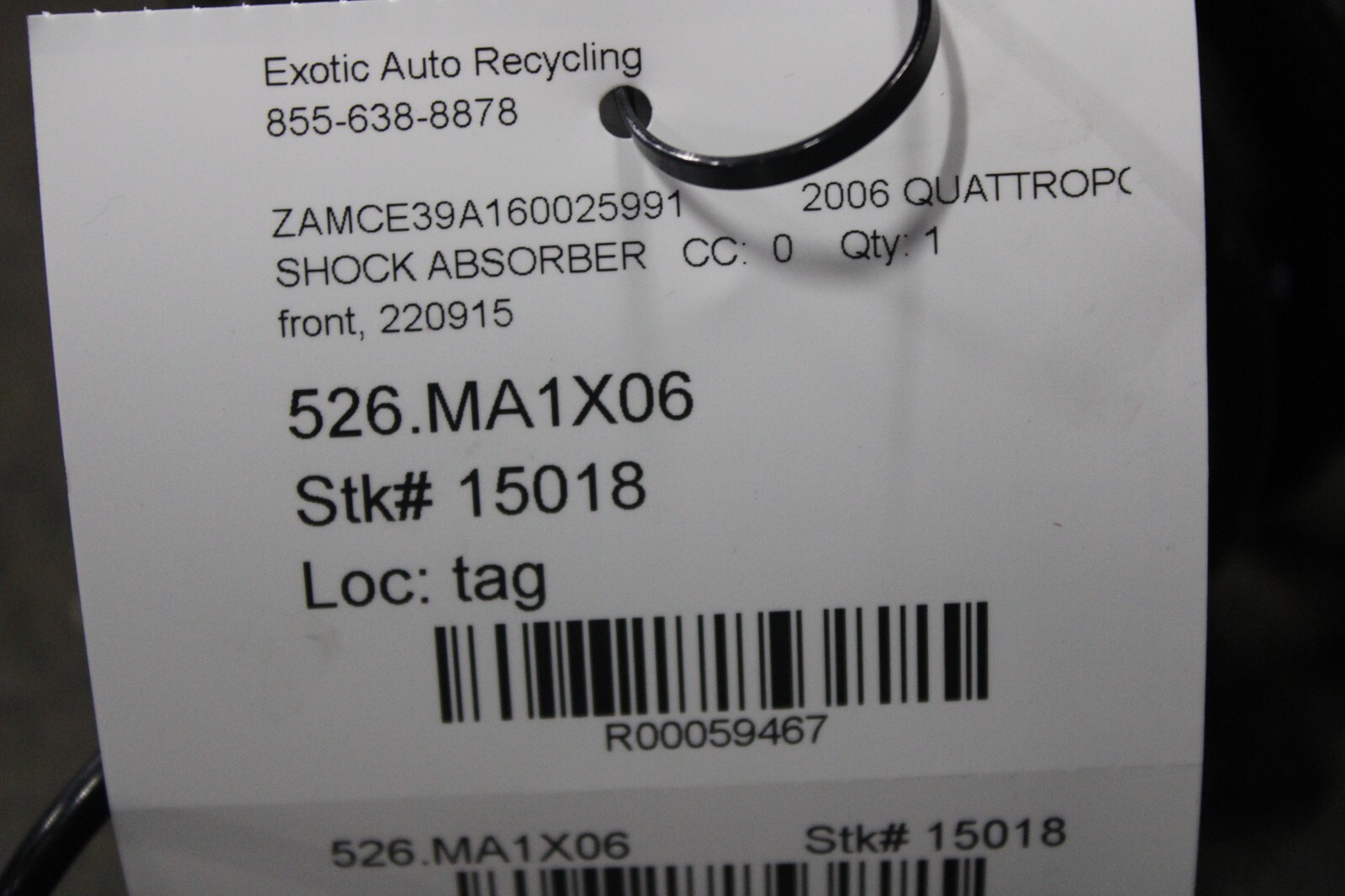 Maserati Quattroporte, Front Shock Absorber, Used, P/N 220915