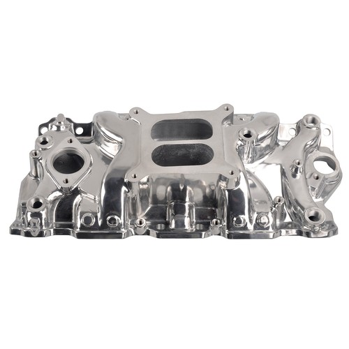 Colector de admisión de doble plano de aluminio pulido para SBC bloque pequeño Chevy 350 55-95 - Imagen 2 de 11