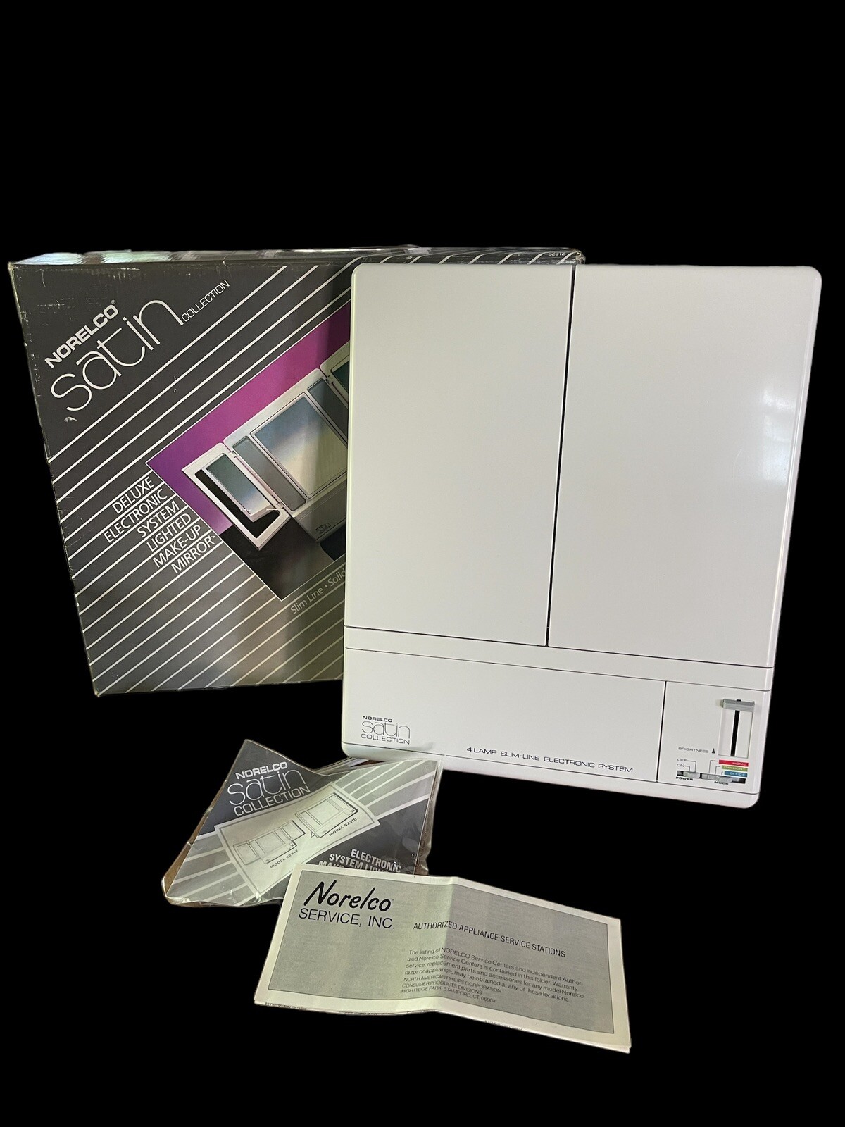 Vintage Norelco Deluxe Satin Lighted Makeup Mirror S2312 Excellent Condition