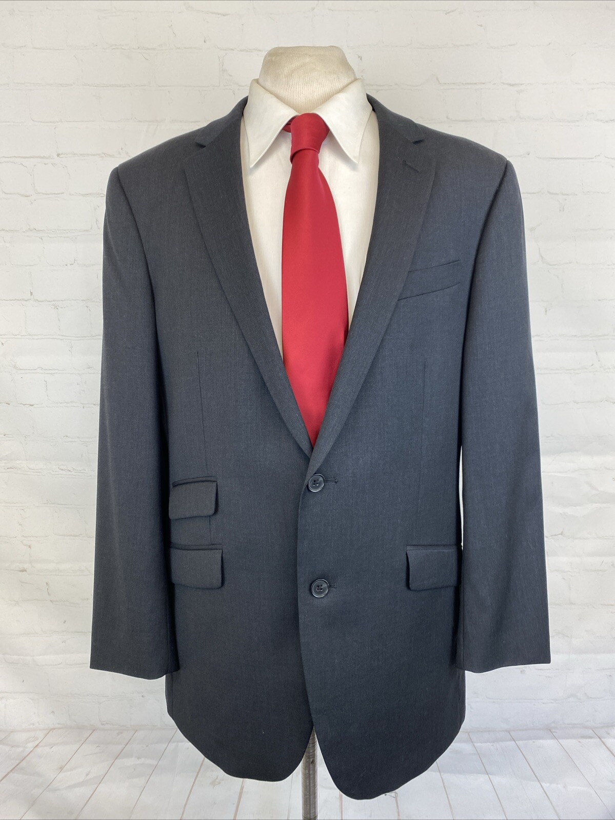 Kenneth Cole Men's Dark Gray Solid Wool Blazer 42… - image 1