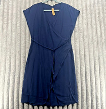 LUSH Wrap Dress Women's Size M Sleeveless V Neck Dark Blue Waist Tie New Evening
