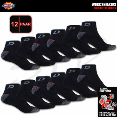 12 Paar DICKIES  WORK SNEAKER SOCKEN ArbeitsSneaker Arbeitssocken Füßlinge 39-50