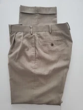 B) Lauren by Ralph Lauren BEIGE Dress PLEATED Poly Rayon Blend Pants 36 x 32 