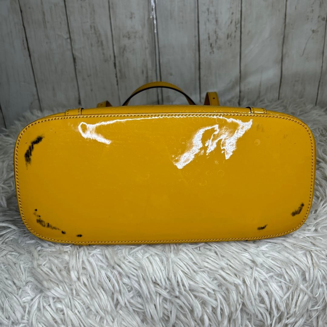 GUCCI Micro GG Patent Leather Tote Bag Yellow Authentic Vintage thumbnail 10