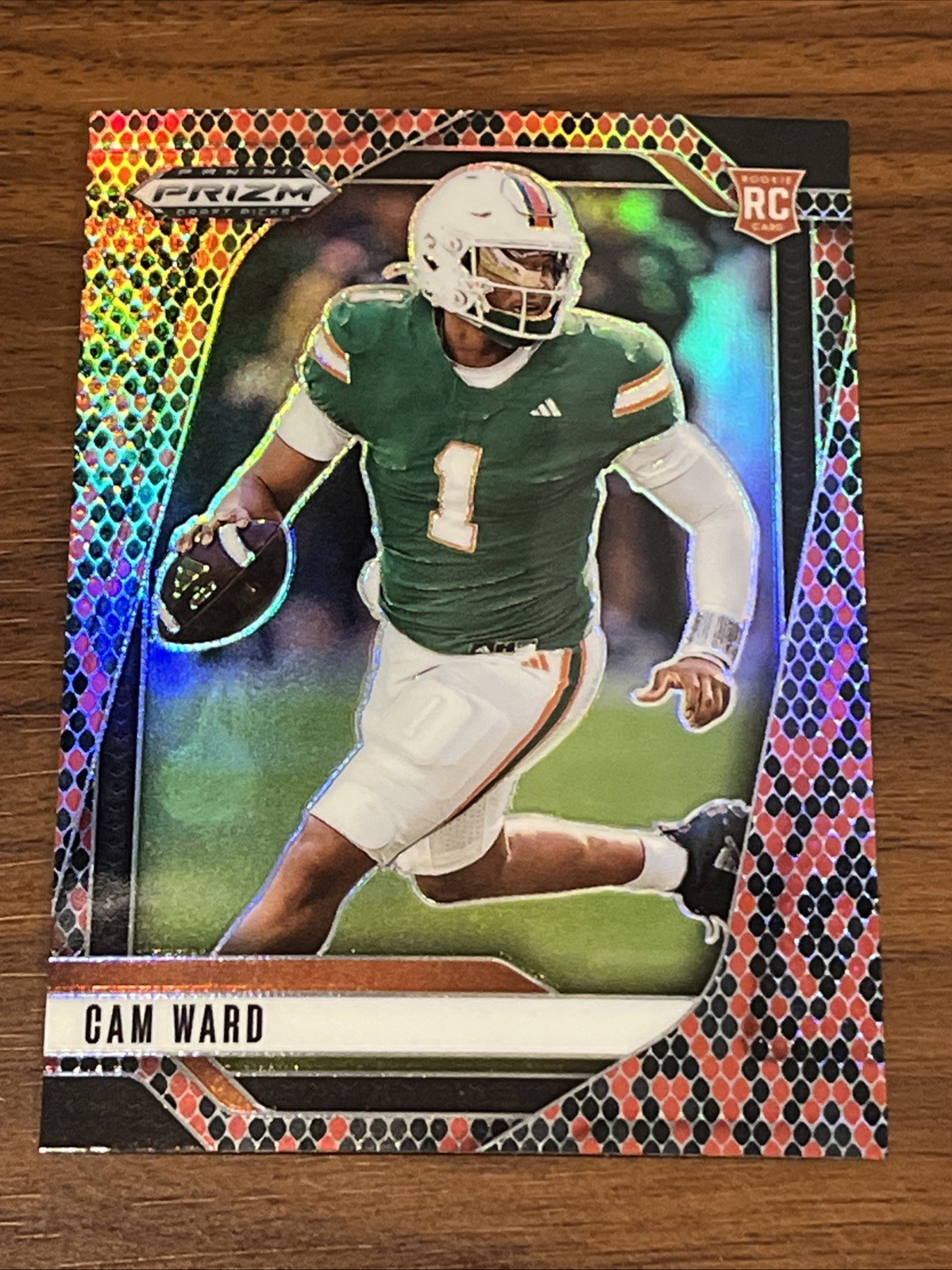 2025 Prizm Draft Picks Cam Ward RC #57 SNAKESKIN SP Miami Hurricanes / Titans