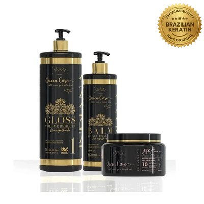 Donna Indiana Queencare Smooth Hair Kit 3 Products Volume Reducer Gloss Balm Mas