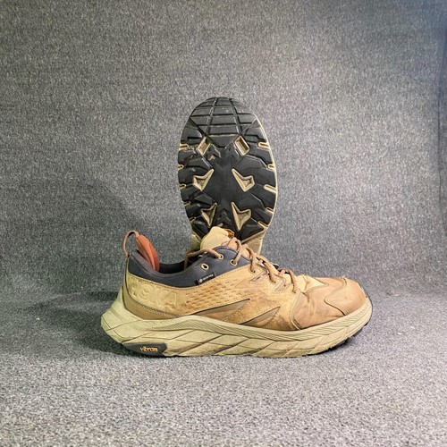 Hoka One One Gore-Tex Vibram Shoes Mens 10.5 Brown Leather Hiking Sneakers