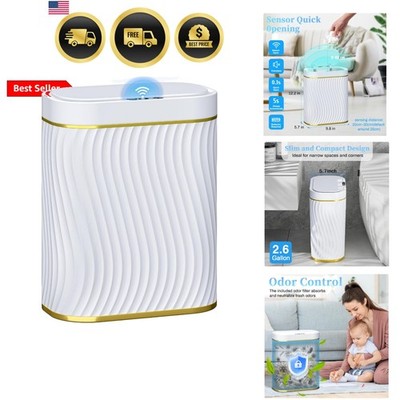 Automatic Motion Sensor Bathroom Small Trash Can with Lid, 2.6 Gallon Touchle...