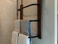 No Punching Over The Door Towel Rack, 17 Inch 3 Tier Solid Wood and Matte