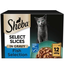 144 x 85g Sheba Select Slices Adult Wet Cat Food Pouches Mixed Fish in Gravy 5.40 per kilo