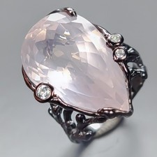 Gemstone ring 34 ct Natural Rose Quartz Ring 925 Sterling Silver Size 8 /R435472